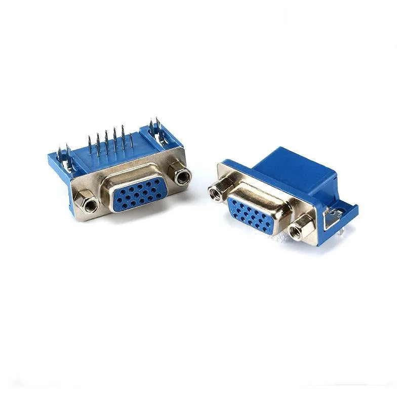 

(10 шт./лот) DB15 DR15 3 ряда синий параллельный порт 15 Pin D Sub Female 15 Way PCB 90 градусов Разъем DB15 розетка адаптер VGA