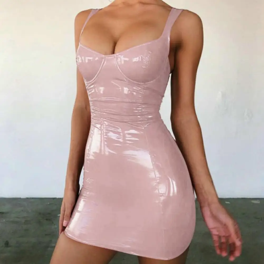 

Women Dress Bright Color Sling Summer Waist Tight Slim-fitting Bodycon Dress for Daily Wear