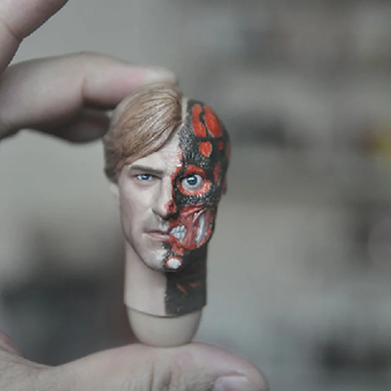 

1/6 Scale Two Face Harvey Burnt Head Sculpt Carving Model Fit 12 Inch Male Soldier Action Figure Body Dolls Collection Toys Gift