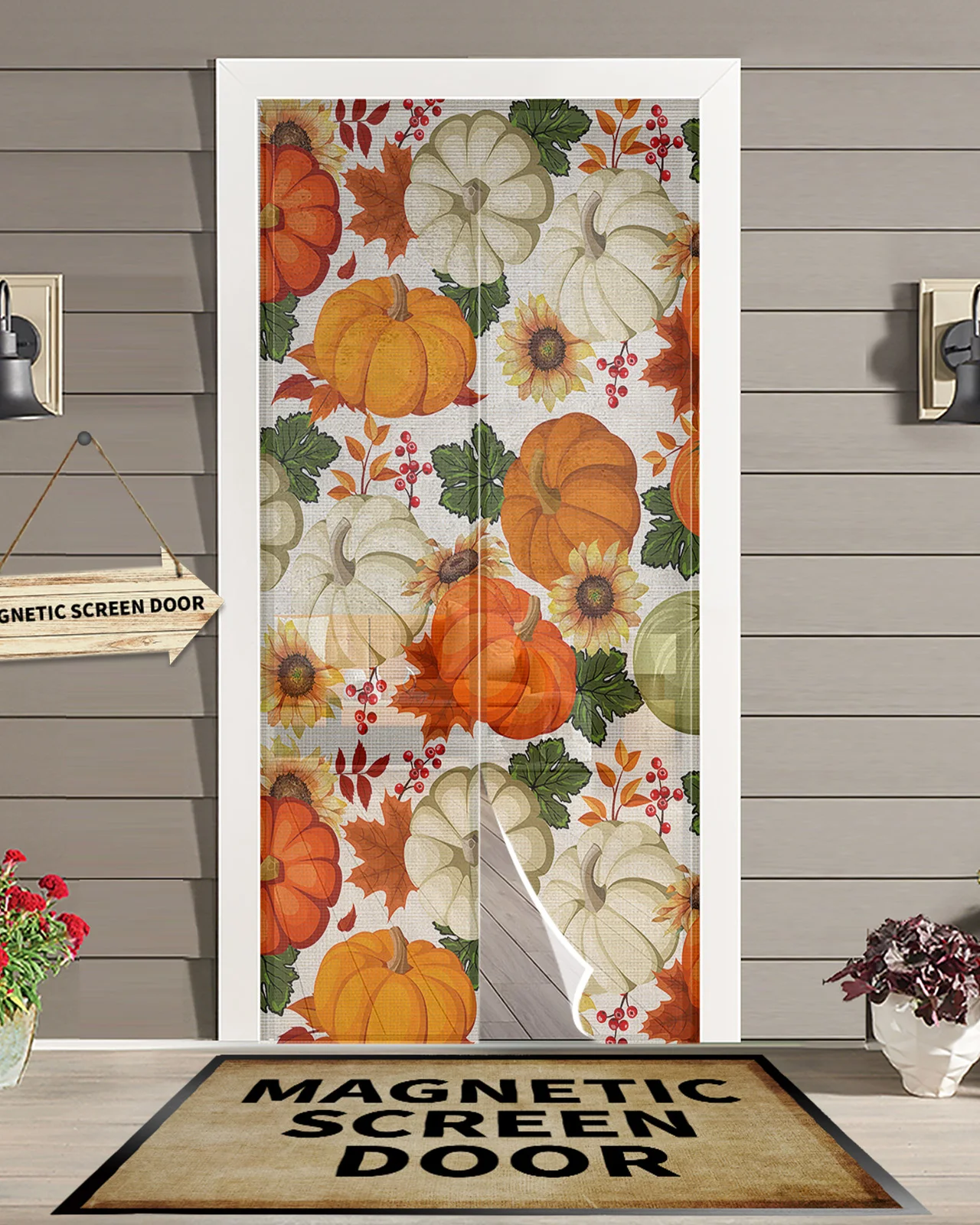 

Autumn Pumpkin Maple Leaf Modern Magnetic Mosquito Door Curtain Anti Mosquito Insect Fly Bug Bedroom Door Curtain
