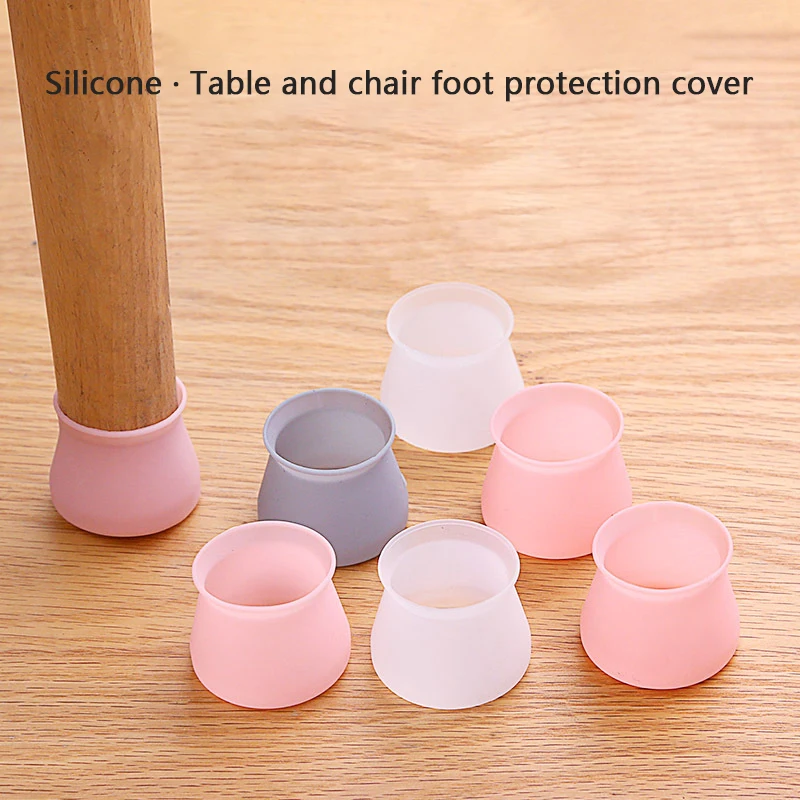 4 Pcs Silicone Chair Leg Cover Furniture Stool Floor Protective Mat Anti-slip And Wear-resistant Table Leg Floor Protective Mat
