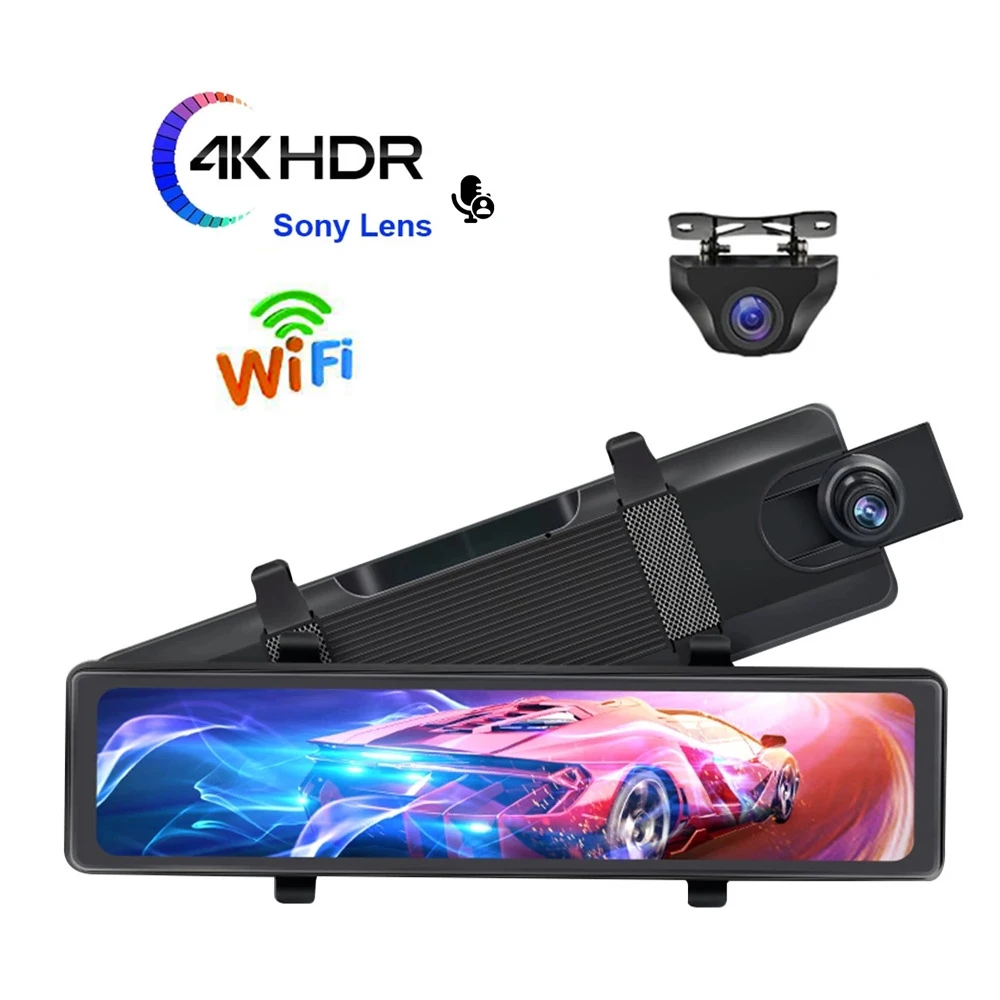 

Автомобильный видеорегистратор 4K Super HD, автомобильная камера с Wi-Fi, с G-датчиком, ночным видением, 24 часовым мониторингом парковки, камерой за...