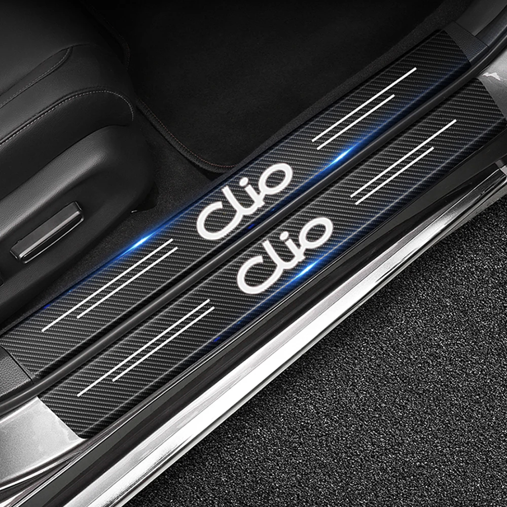 

4Pcs Car Sticker Anti Scratch Door Sill Protect for Renault Clio 2 3 4 5 Auto Threshold Carbon Fiber Decal Tuning Accessories