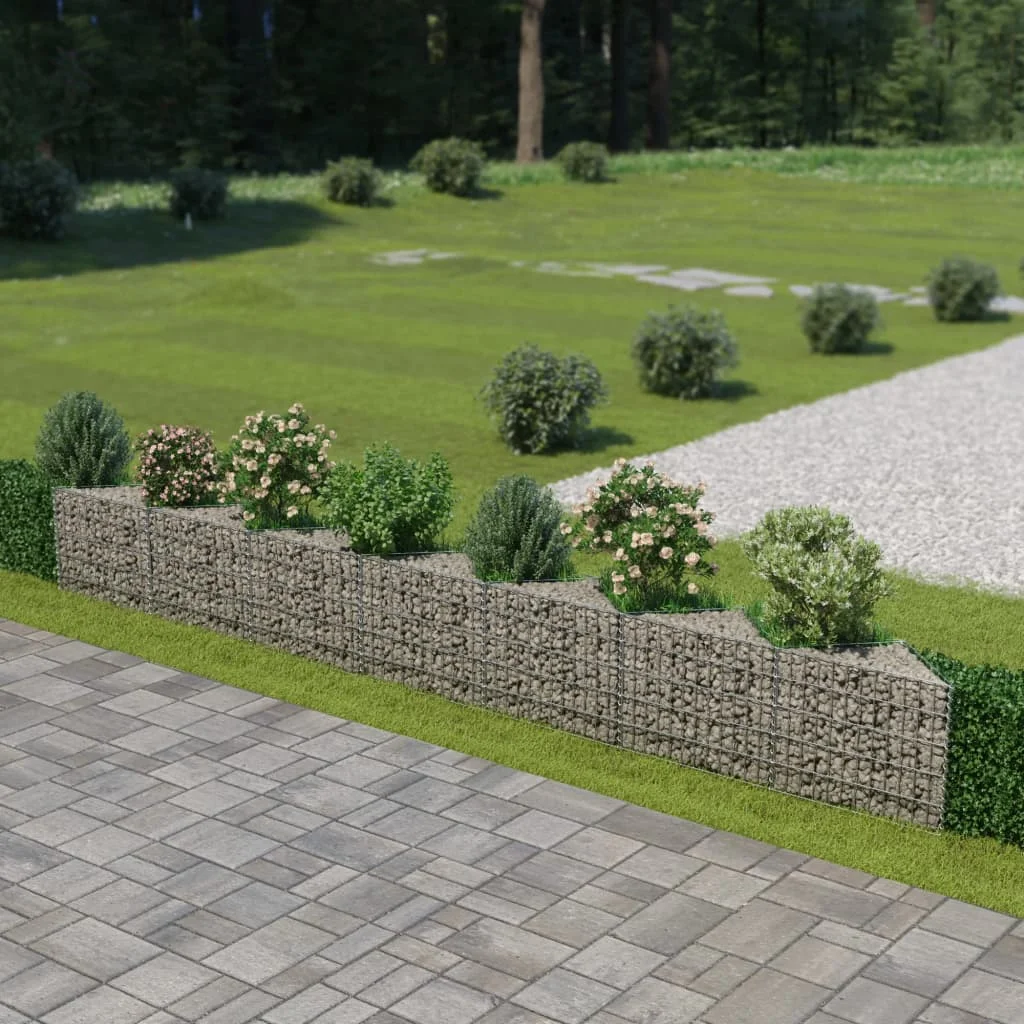 

Gabion Wall, Galvanised Steel Outdoor Privacy Screen, Garden Decoration 450x30x50 cm