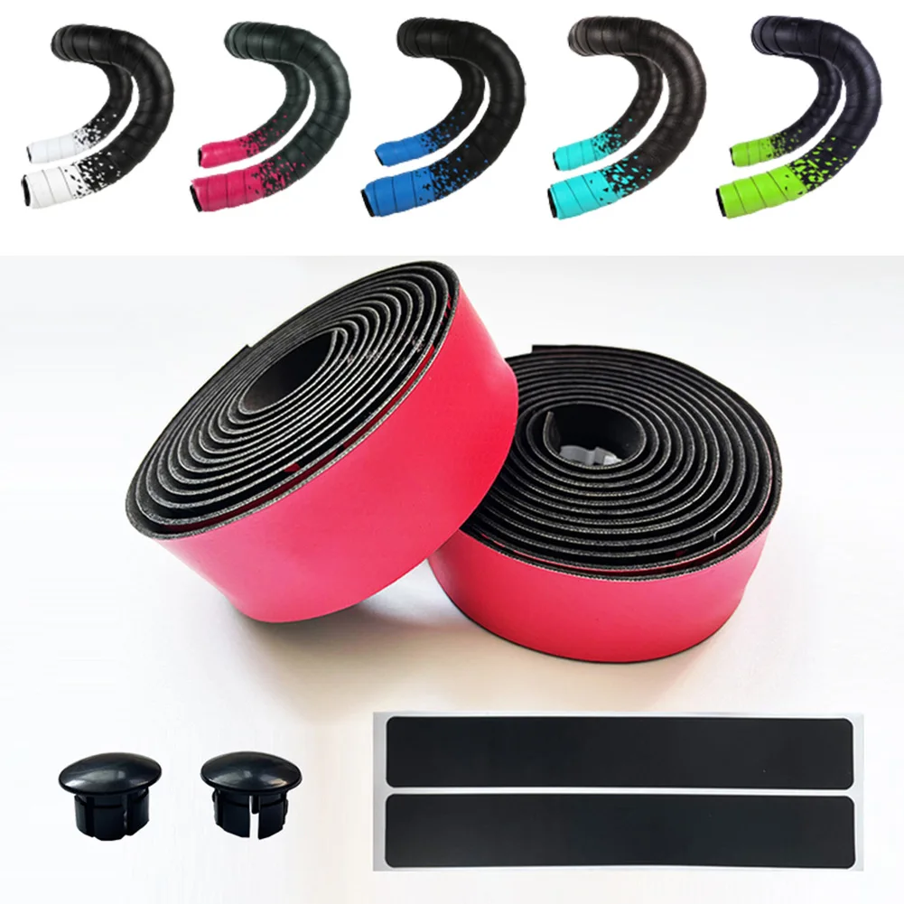 

2pcs 215cm Handlebar Tape With Plugs Straps MTB Road Bike Bicycle Handlebar Tape Cycling Handle Bar EVA Grip Anti-Slip Tapes