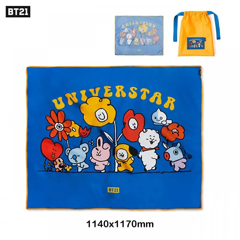 

Оригинальный портативный коврик для пикника Bt21, пляжное одеяло на открытом воздухе, складной коврик для кемпинга аниме Bts, водонепроницаемы...