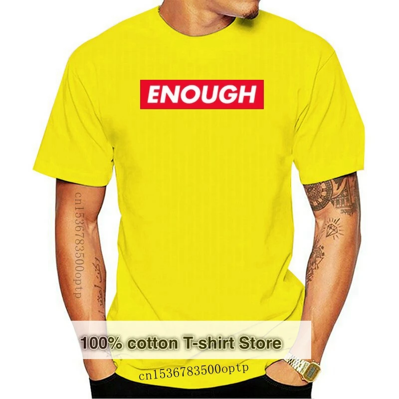 

Enough Red Box Logo Gun Control Mens Graphic T-Shirt Never Again Tee(1)