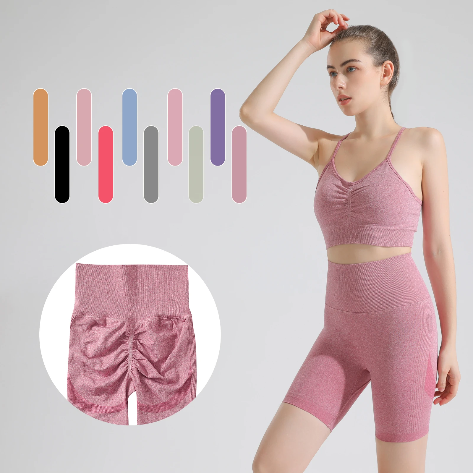 Леггинсы Бесшовные с высокой талией пикантные Пузырьковые штаны для йоги бега