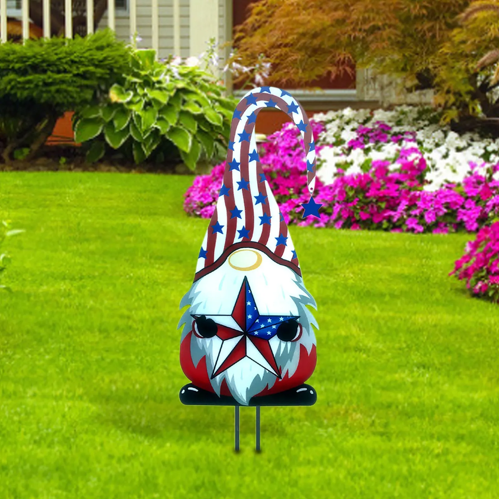 

America Day Garden Art Outdoor Garden Backyard Branch Metal Animal Decoration Gift Independence Day Card Slot Decoration