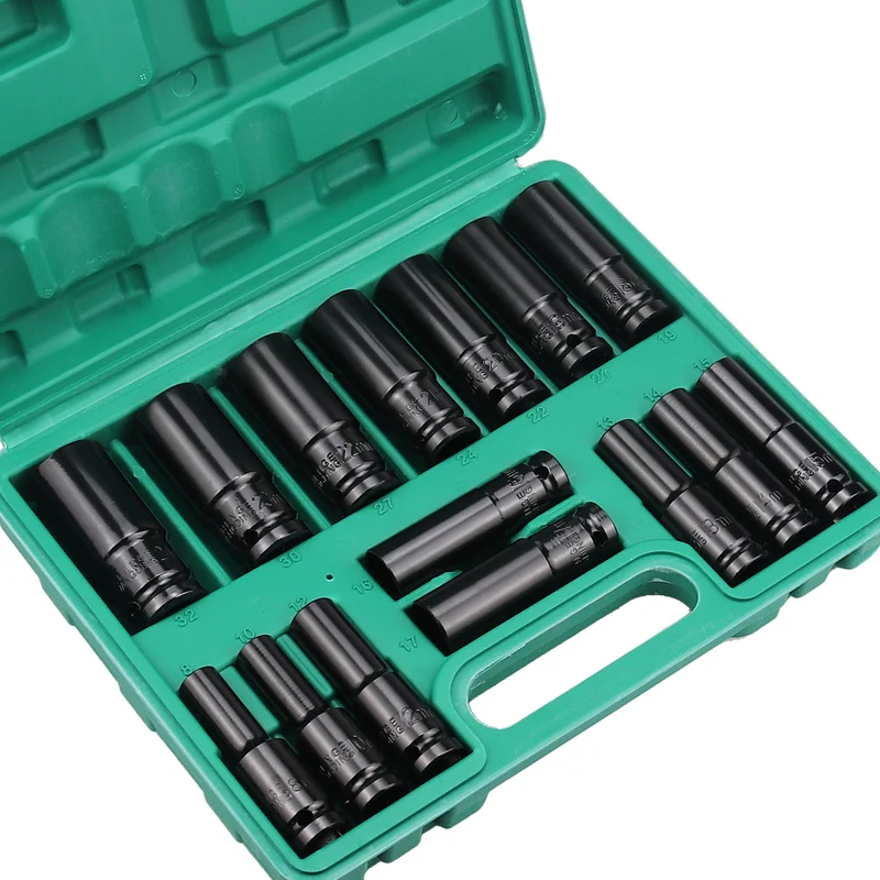 

15Pcs/box Garage Tools for Mechanic Socket Set Deep Impact Wrench 8-24mm Socket Set Mechanical Workshop Tool For Electric Wrench