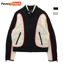 Retro Patchwork Jackets Men Loose Autumn Bomber Jacket Stand Collar Varsity Zipper Windbreaker Coats Casual Streetwear Unisex