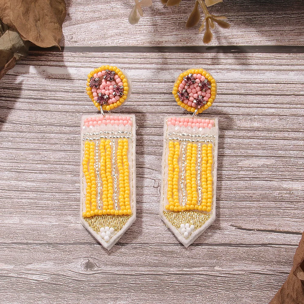 

Bohemian Ethnic Colorful Heart Shaped Earrings for Women Fashion Long Handmade Rice Bead Stud Earrings Female Party Jewelry