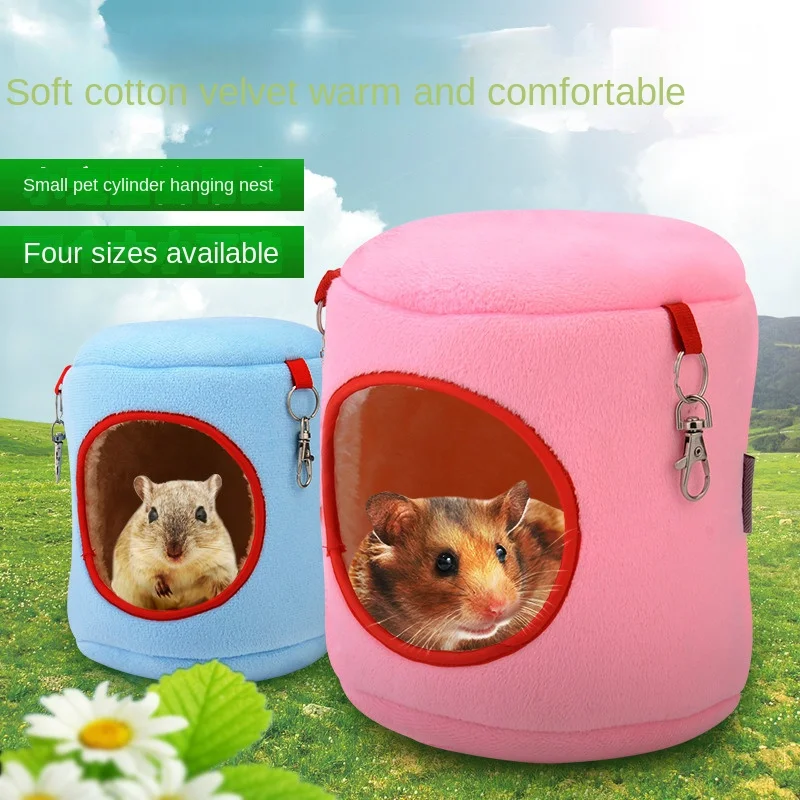 

New Hamster Cage House Cylindrical Hanging Nest Cute Hammock Cotton Bed for Small Pets Hamsters Squirrel Guinea Pigs Chinchillas