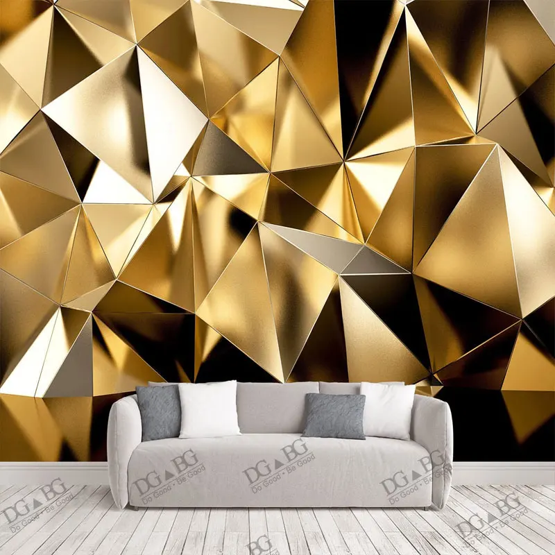

3D Wallpaper For Walls Gold Geometry Space Bedroom Extra Large Murals Background Photo Fabric Wallcovering Decor Covering Décor