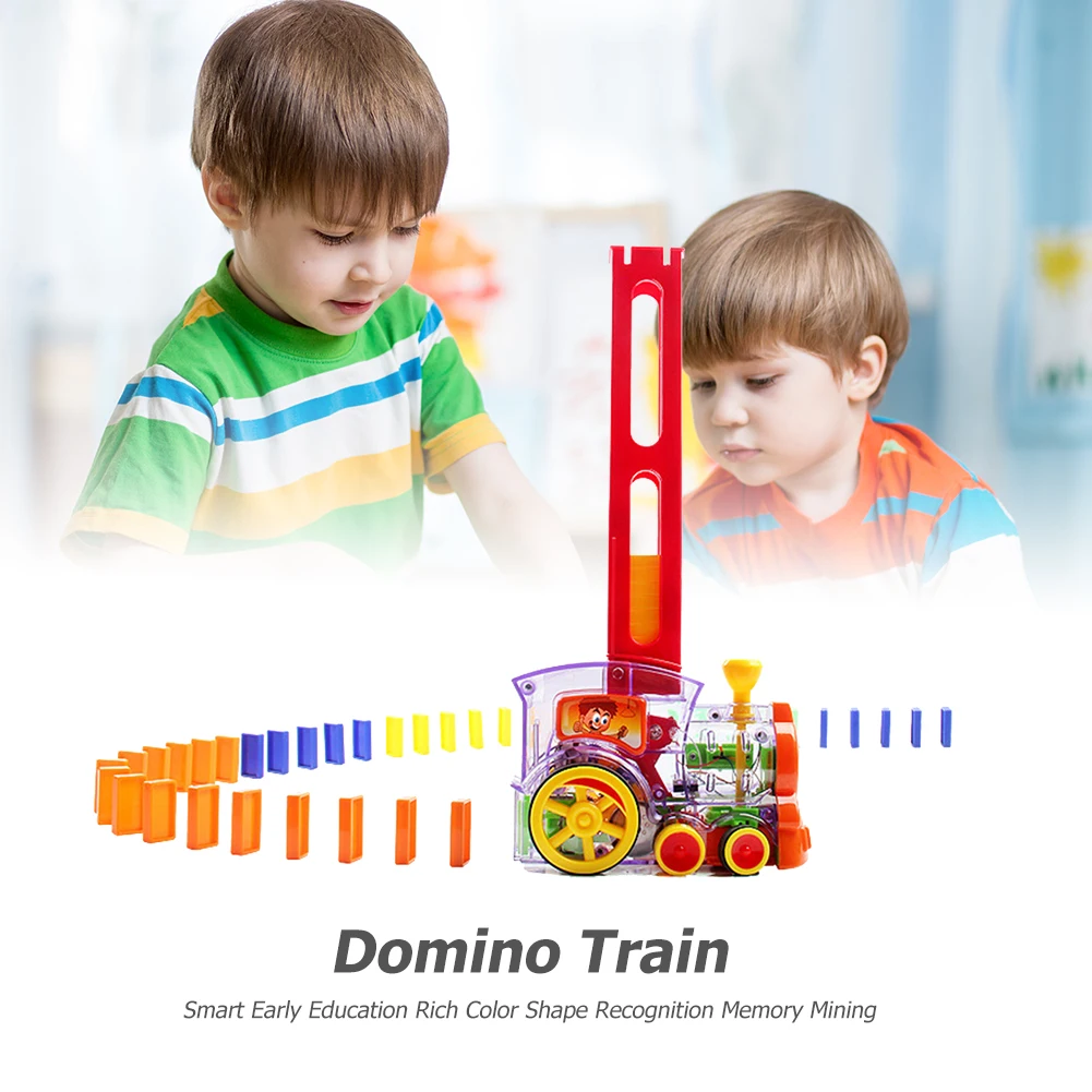 

Plastic Montessori Domino Brick with Sound Light Portable Domino Train Blocks Automatic Laying Battery Powered Kits for Children