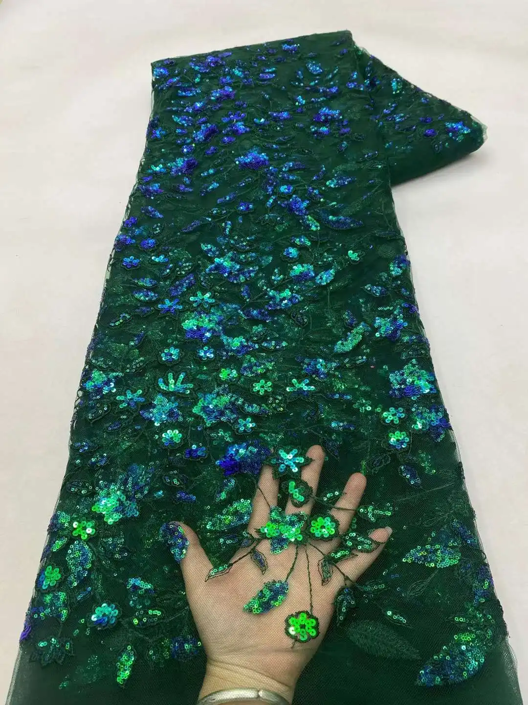 Новое роскошное платье из 2024 ткани с блестками для женской вышивки Сетчатое