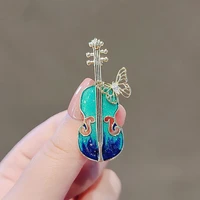 high end enamel violin brooch pins cute butterfly crystal lapel pin sweater suits badge fashion brooches jewelry accessories