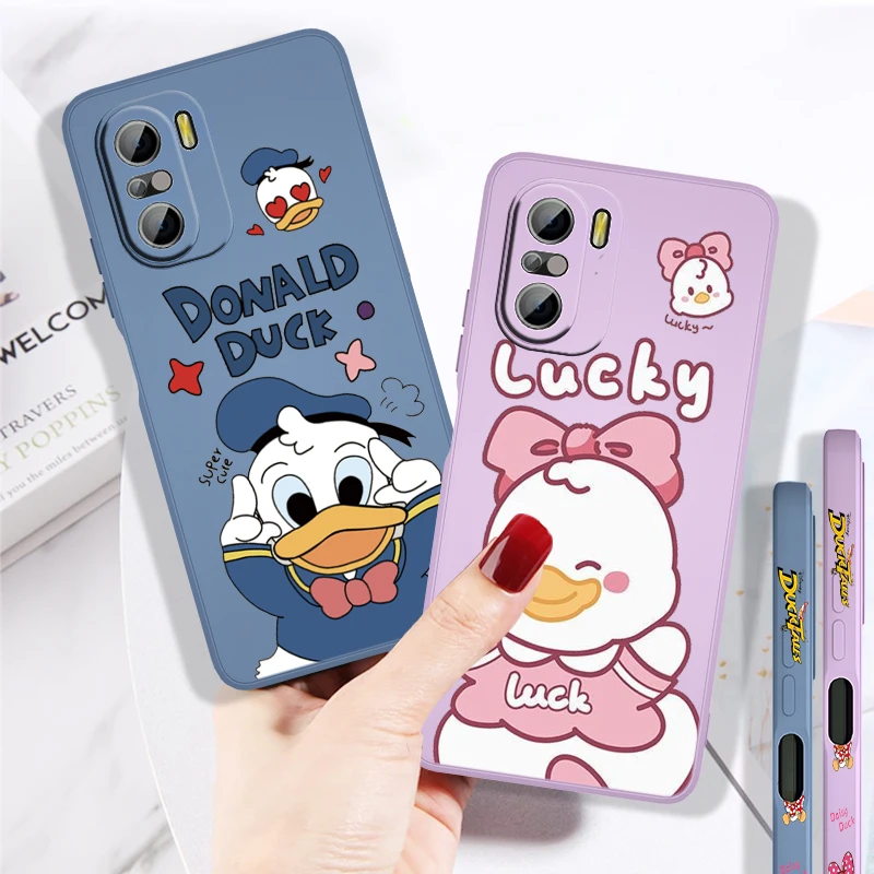 

Donald Duck Cartoon Disney For Redmi K50 K40 Gaming K30 K30S 10 10X 9A 9 9T 9C 9AT 8 8A 7 5G Liquid Left Rope Soft Phone Case