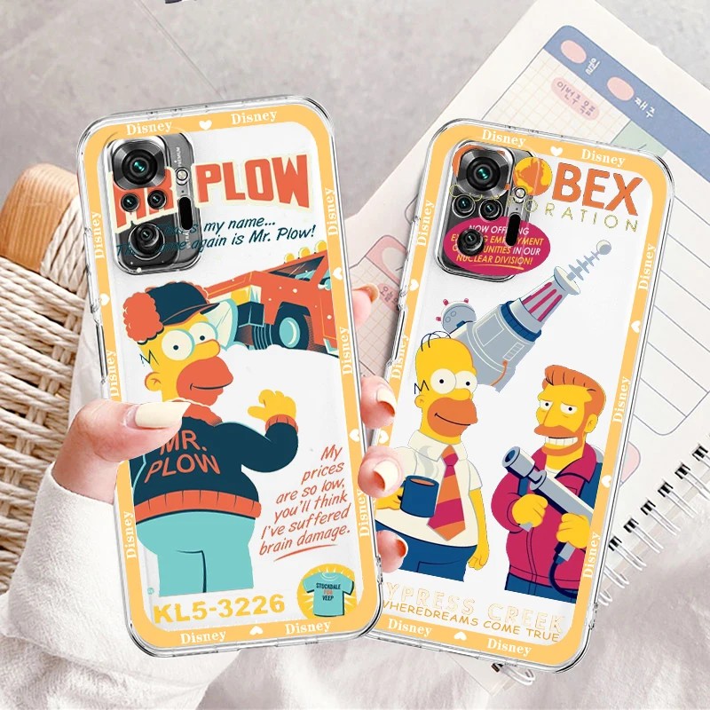 

The Simpsons Homer Disney Transparent Phone Case For Xiaomi Redmi Note 12 11E 11S 11 11T 10 10S 9 9T 9S 8 8T Pro Plus 5G 7
