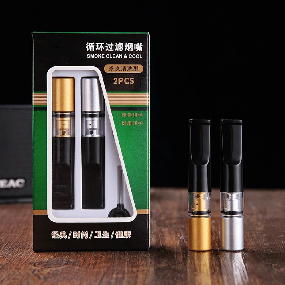 Plastic Recyclable Gold Tobacco Filter Reduce Tar Washable Cigarette Holder Straight for Ordinary Slim Cigarettes Smoke filters |