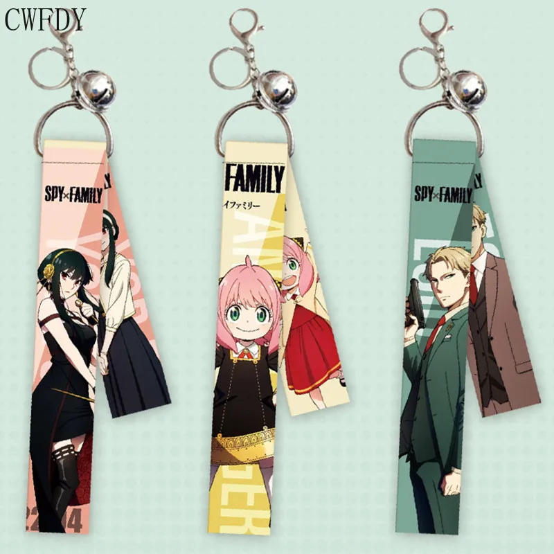 

Anime SPY x FAMILY Lanyard Keychain Cartoon Loid Forger Anya Yor Ribbon Mobile Phone Hanging Key Holder Jewelry For Girlfriends