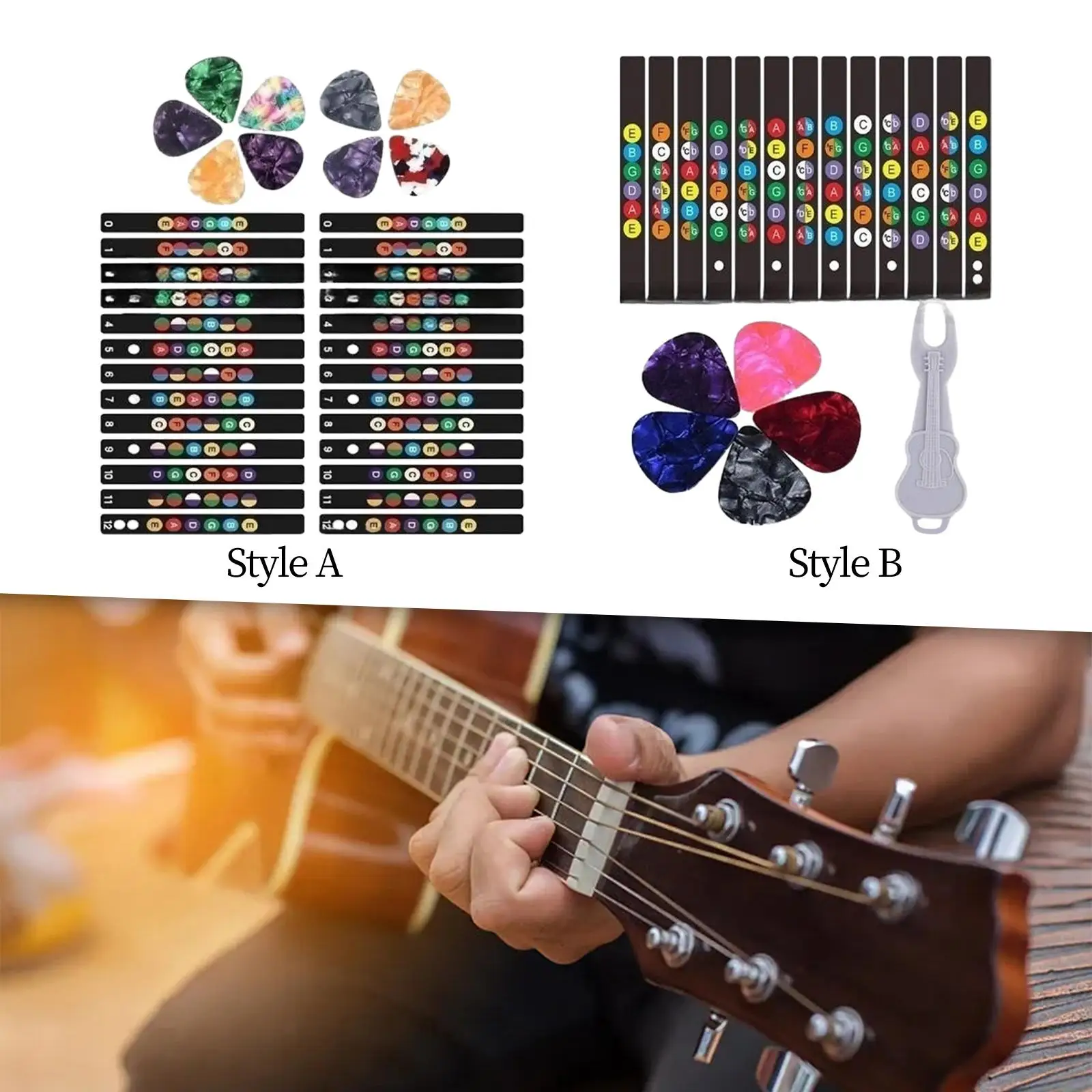 Самоклеящиеся наклейки на гриф гитары с цветовым кодом лады грифа инструменты