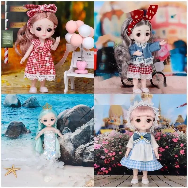 

Куклы 16 см Bjd кавайная девочка в платье, одежда и парик, аксессуары для кукол, подарки для девочек, аксессуары