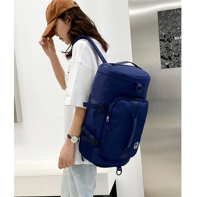 Pink Female Gym Fitness Bag Women'S Weekend Backpack Travel Waterproof Shoulder Handbag Shoes Tennis Outdoors Sports Duffle Bags