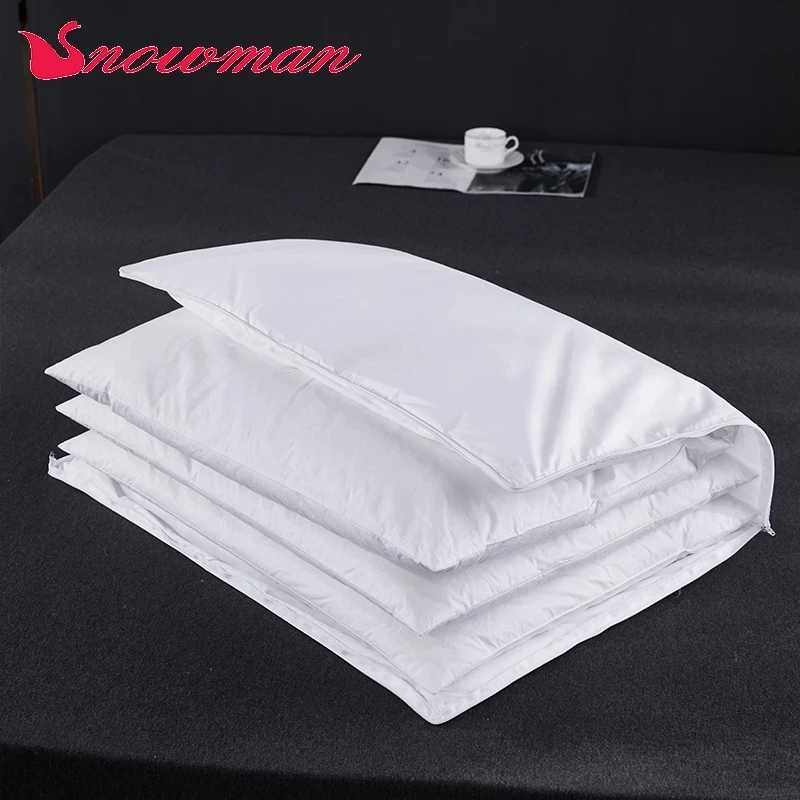 Snowman Almohadas ajustables para ropa de cama, 100% algodón, plumón de pato, transpirable, 51x71cm, 3 unidades