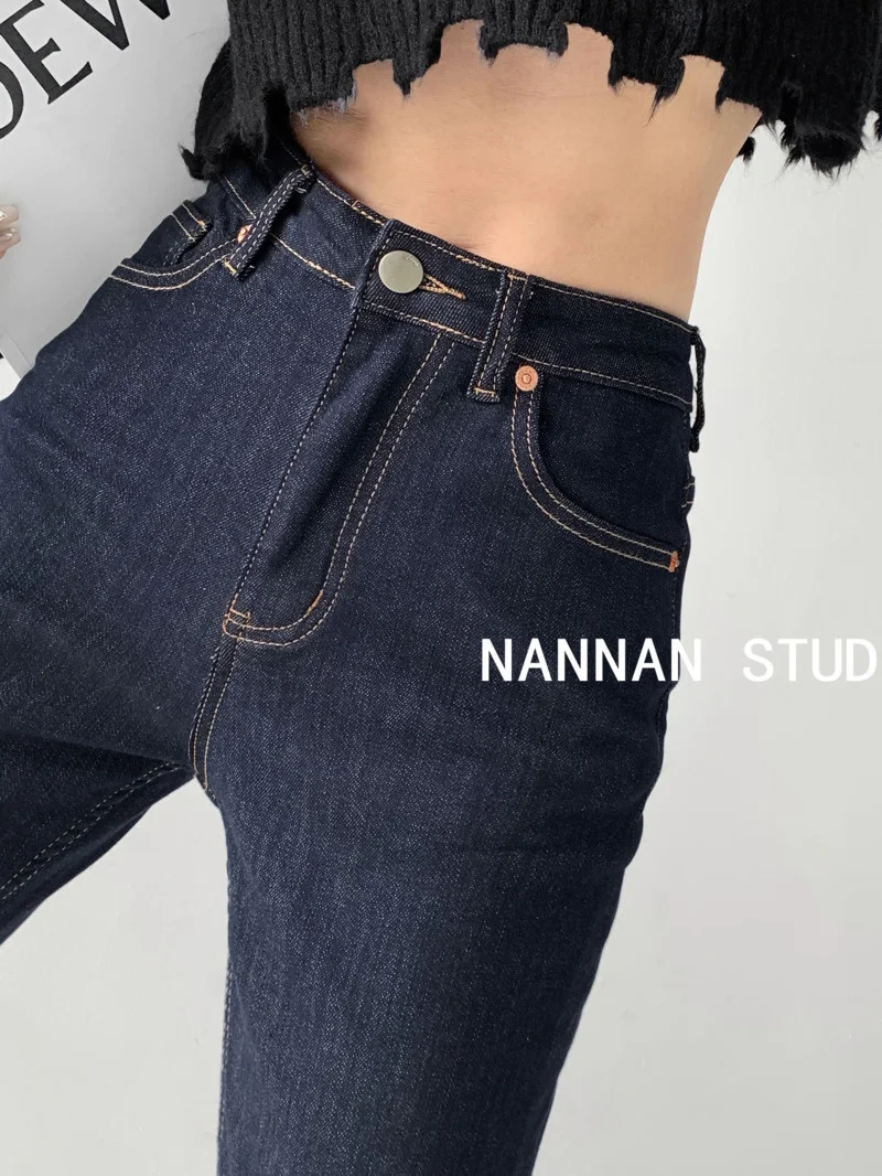 

WOMEGAGA Spring 2022 Retro Classic Korean Style Straight Ninth Pants Women's Fashion Trend Loose High Waist Jeans ECMC