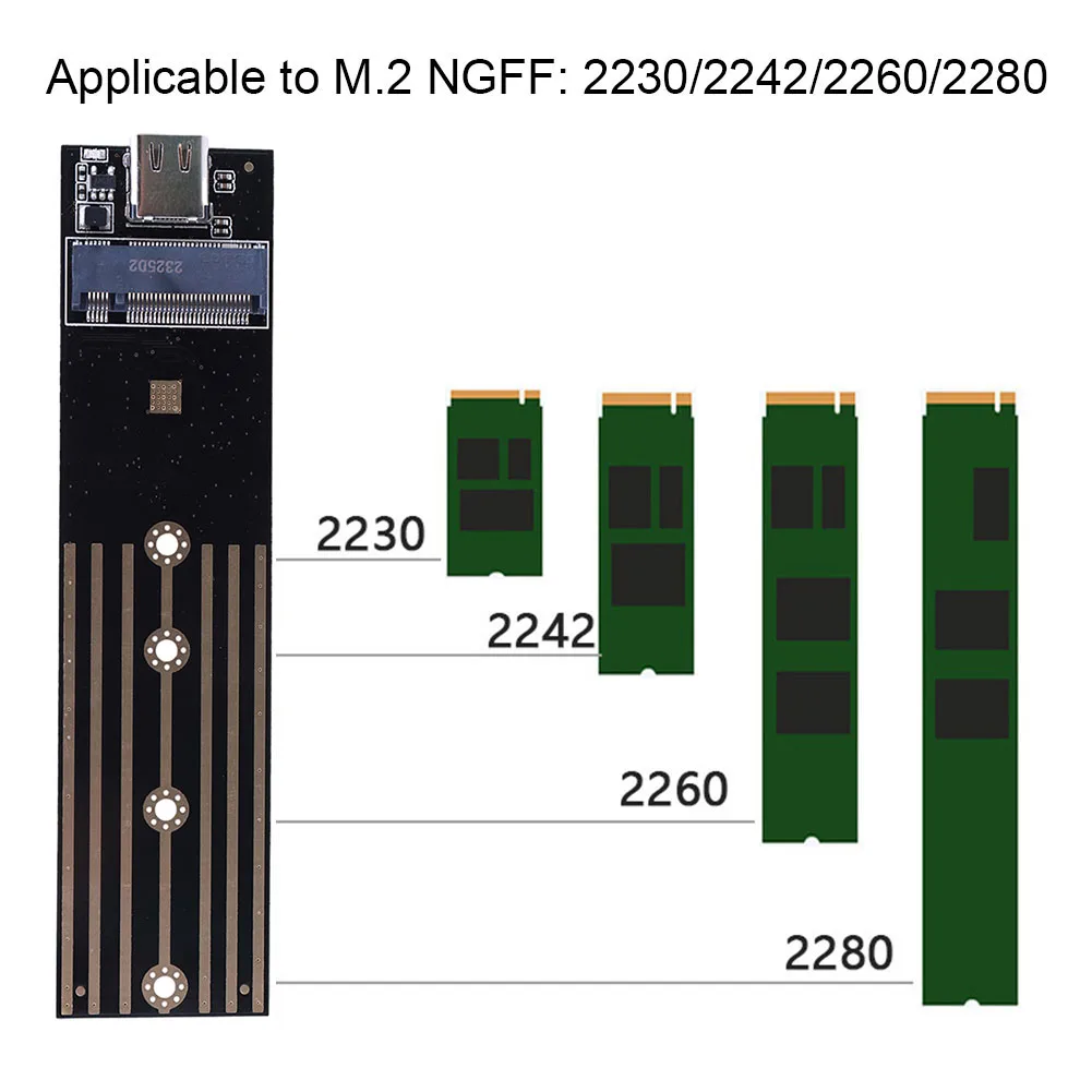 Фото Переходная плата M.2 к USB 3.1 типа C, 10 Гбит/с, 6 Гбит/с, адаптер SATA/NVME SSD-USB 3.1 типа C для 2230 2240 2260 2280 M2 SSD №4