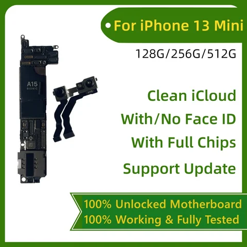 Разблокировано для iPhone 13 Pro Max с/без лицевой идентификационной платы, материнская плата 13, мини-материнская плата, чистая материнская плата iCloud, поддержка теста обновления