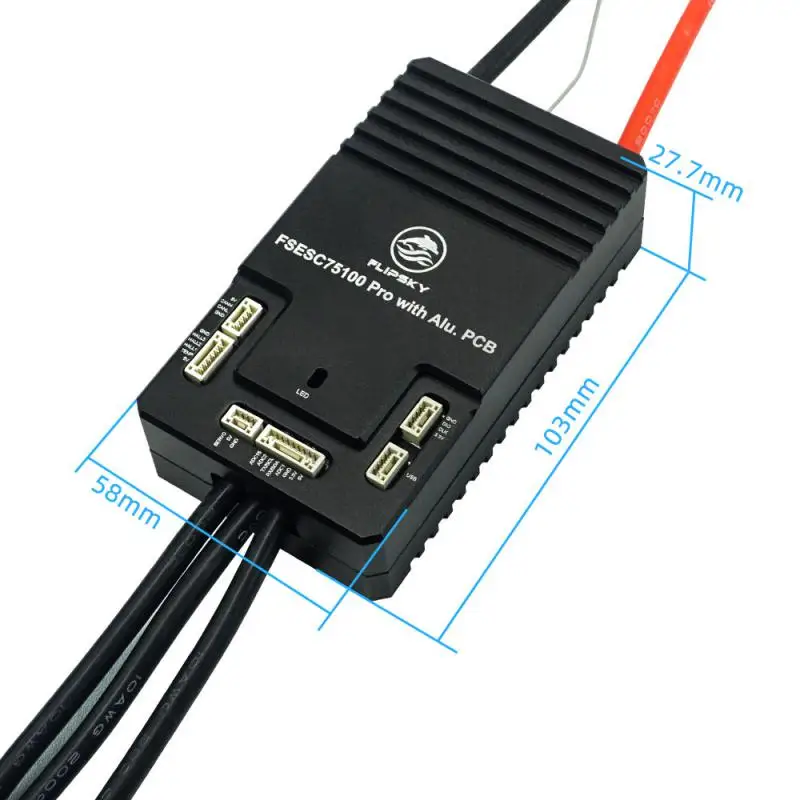 Фото Контроллер скорости Flipsky 75100 Pro 75V 100A ESC на алюминиевой плате на базе VESC для электроскейтборда, самоката, электровелосипеда, DIY-проектов №5