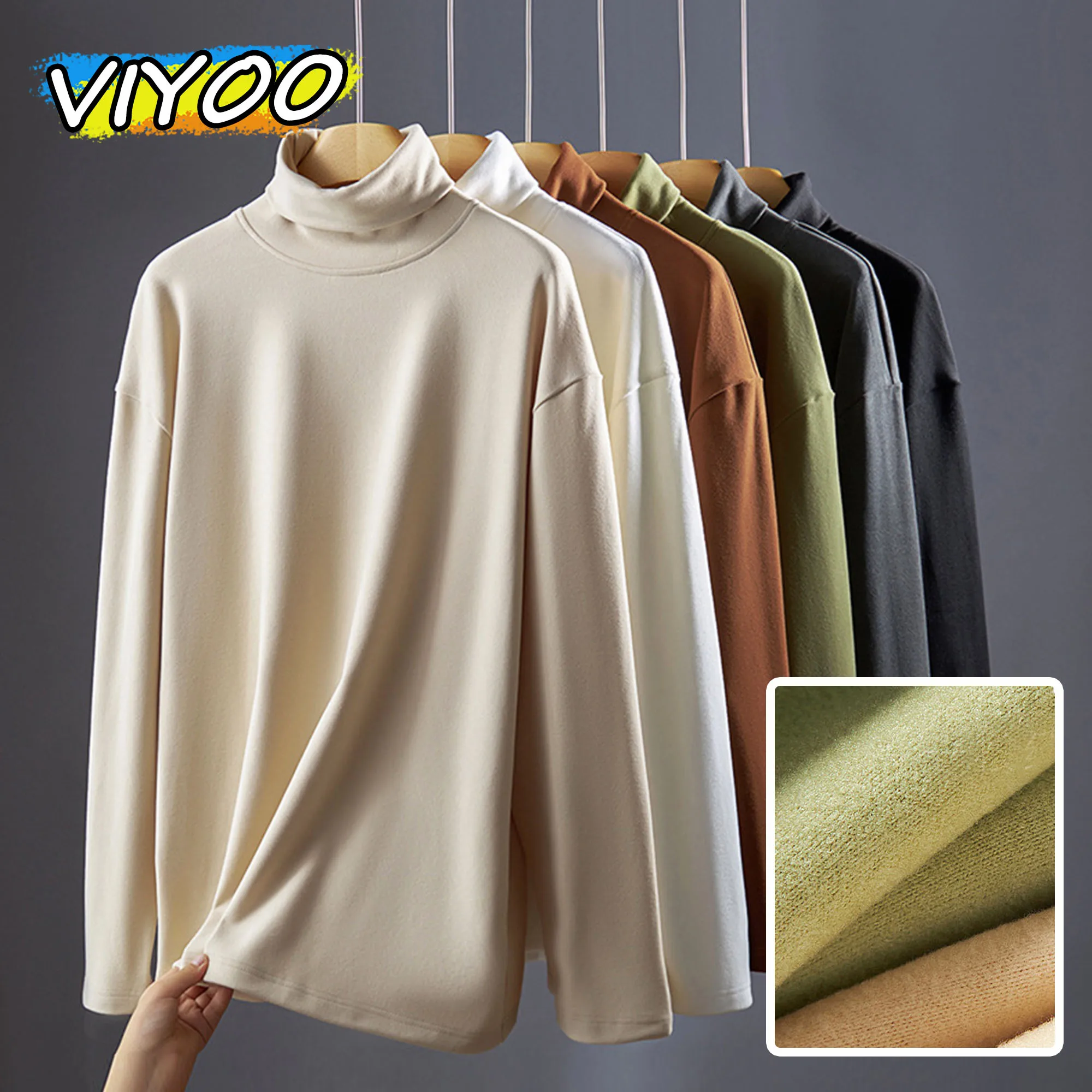 Men's Autumn Winter Clothes Long Sleeve T-Shirts Undershirts Tops Blouse Men Streetwear Sweatshirts Turtleneck Sweater Pullovers