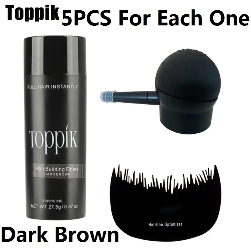 

5pcs Toppik Hair Fibers Keratin Thickening Spray Hair Growth Powder Wig Regrowth For Woman Man Hair Building Fibers Loss Product