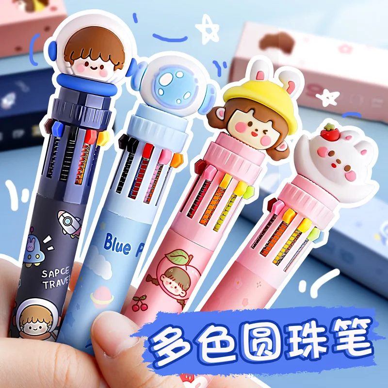 

Ten Color Ballpoint Pen Cartoon Cute Multi Color Ballpoint Pen Marker Pen Multi-Function Pen Multi Color Pen Neutral