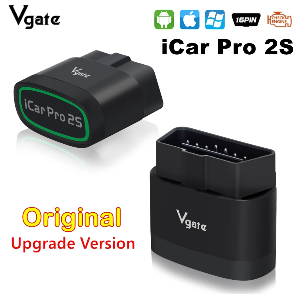 Фото Новый автомобильный диагностический сканер Vgate iCar Pro 2S ELM327 Bluetooth для Android/IOS/ПК OBD2 ELM327 V2.3 обновленный OBD2 №1