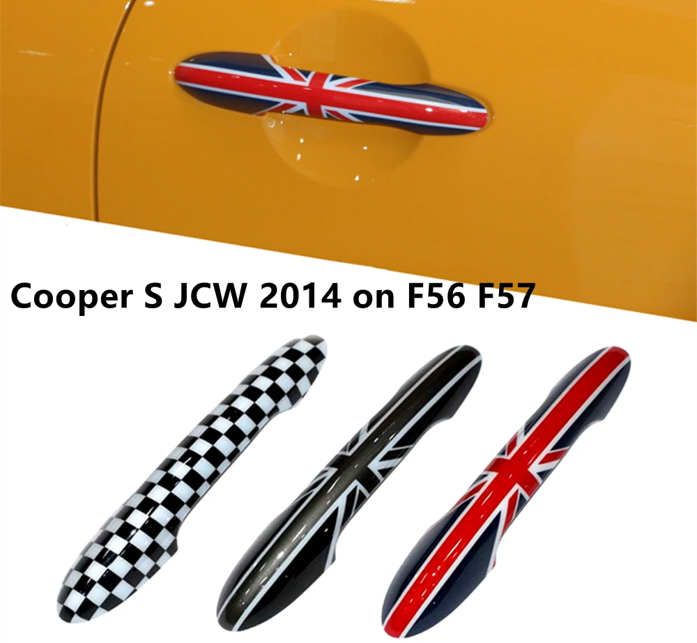 

Обложка для дверной ручки MINI Cooper S JCW 2014 F56 F57, 2 шт., глянцевая черная крышка для внешней дверной ручки автомобиля, отделка