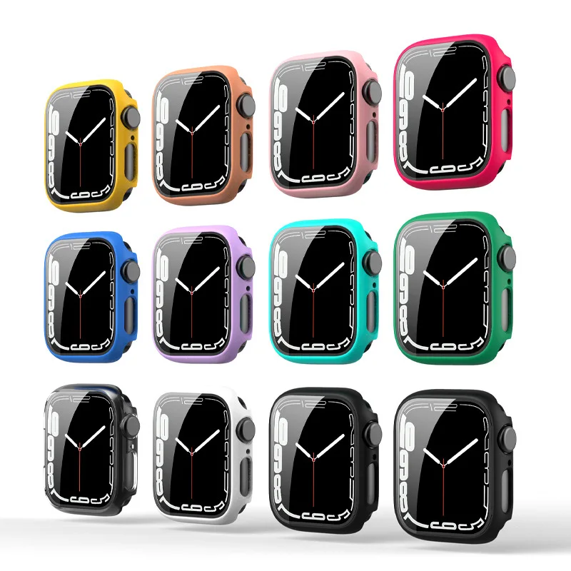 

Glass+Cover For Apple Watch case 45mm 41mm 44mm 40mm 42mm 38mm iWatch Accessorie Screen Protector Apple watch serie 3 4 5 6 SE 7