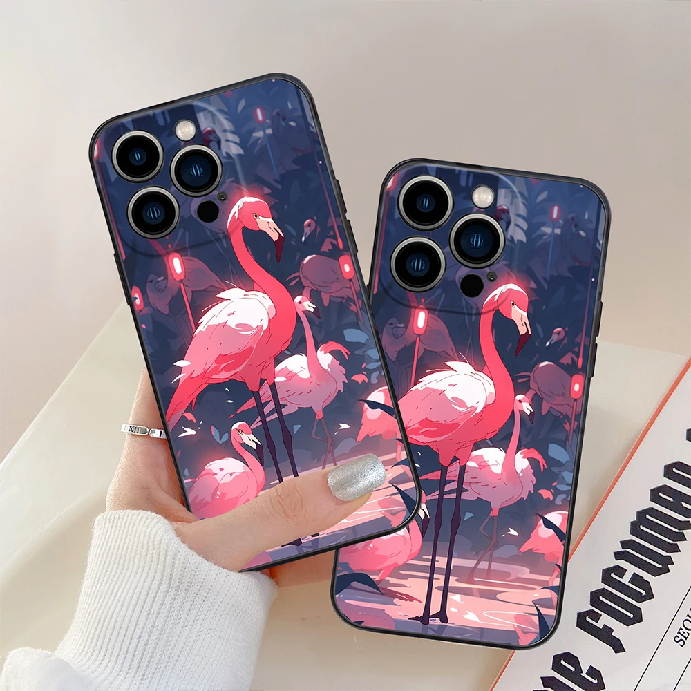 

Flamingo Phone Case for Iphone 14Pro 13 12 Mini 11 Pro Max XS X XR 7 8 SE 11Pro 14Plus Shockproof Soft Silicone Cover Carcasa