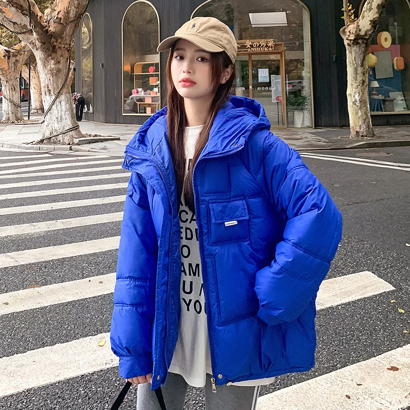 Auutmn Winter Short Puffer Jacket Mujer Female Thick Warm Cotton Padded Coat Outwear Women Hooded Casual Loose Oversized Parkas