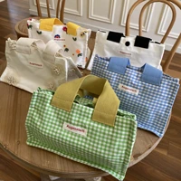 casual plaid canvas tote bags for women handbags designer flower shopper purses small storage bag 2022 designer bags clutch chic