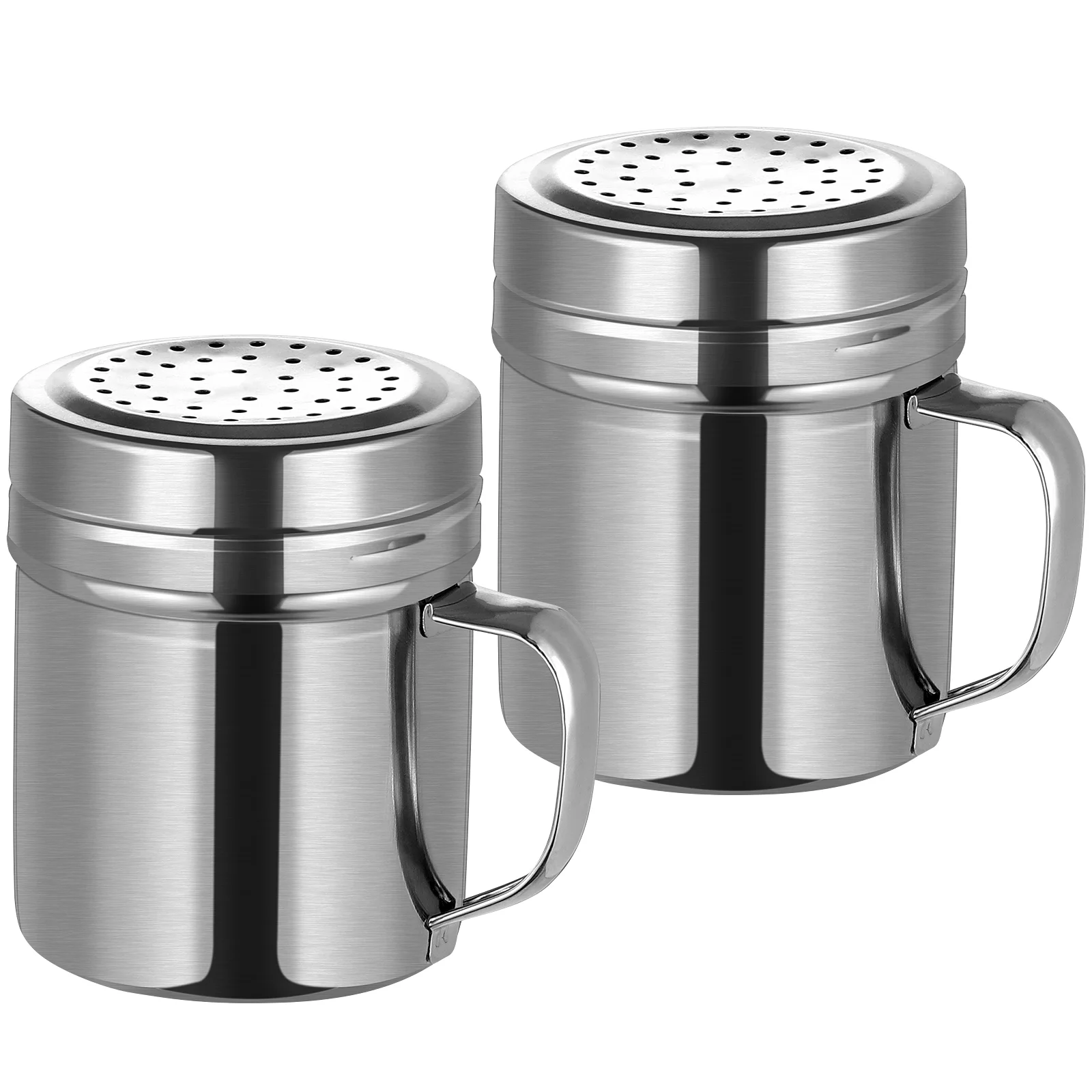 

Shaker Sugarpowdered Lid Salt Seasoning Pepper Flour Stainless Steel Dredge Shakers Handle Parmesanconfectioners Dispenser