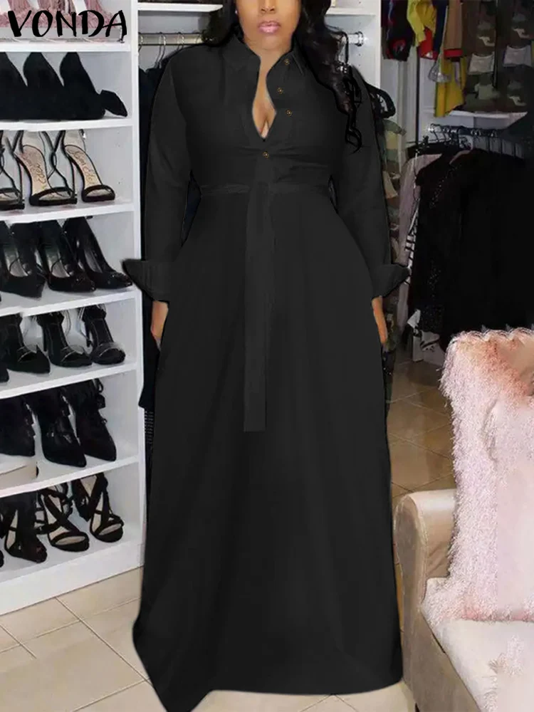 Женское платье-рубашка с длинным рукавом свободного покроя