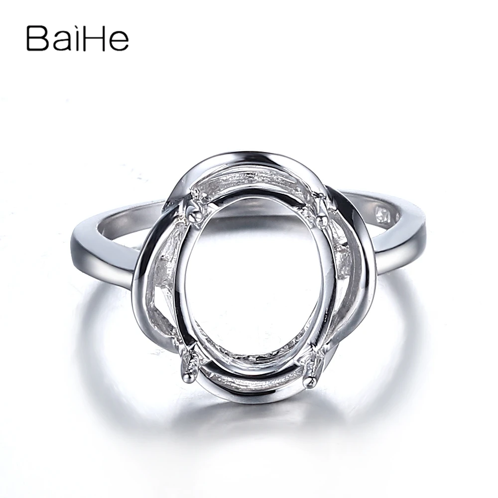 

BAIHE однотонное 14K белое золото сертифицированное овальная огранка полу-крепление кольцо для женщин для изготовления ювелирных изделий на с...