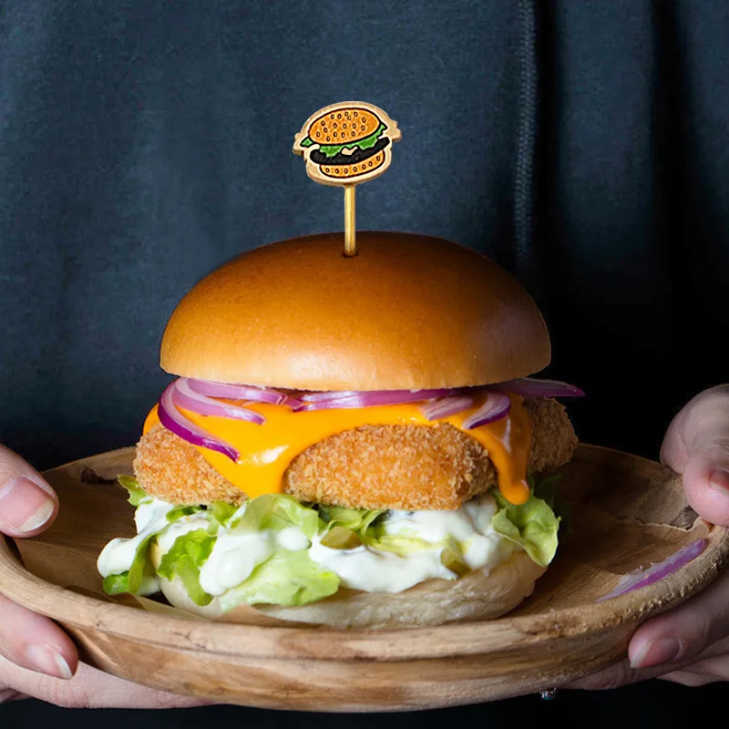 

100 шт./упаковка, бамбуковые палочки для украшения гамбургеров