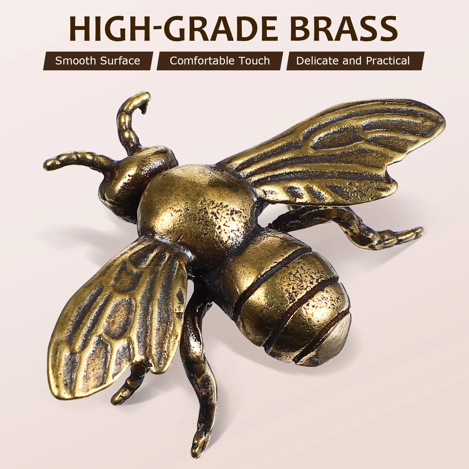 

2 Pcs Brass Bee Ornaments Small Bee Figurines Home Desktop Decorations