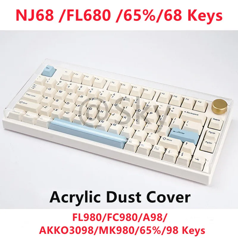 Прозрачная акриловая крышка Keydous NJ80 для механической клавиатуры 75%, совместимая с клавишами SA OEM в виде вишни