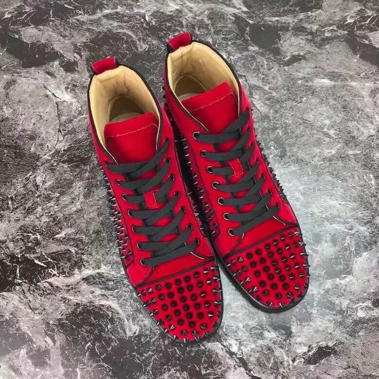 

Brand Leather Red Soled Men's Women's Rhinestone Rivets Shoes Flats Casual Sneakers Designer Unisex