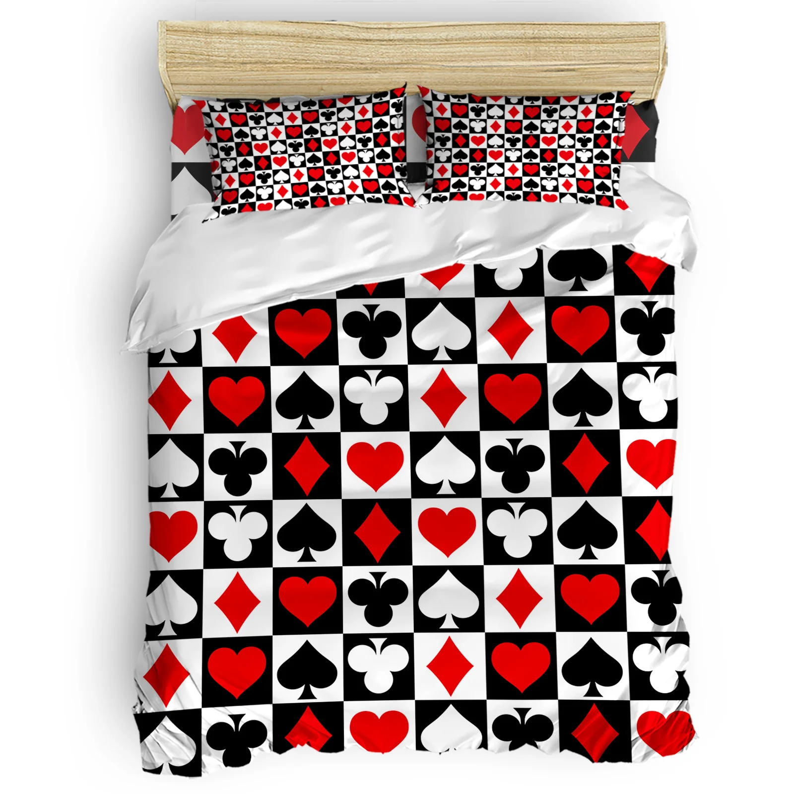 

Squares Spades Hearts Poker Plaid Texture Comfortable Household Goods Bedroom Bed Luxury Duvet Cover 2/3/4 Pieces